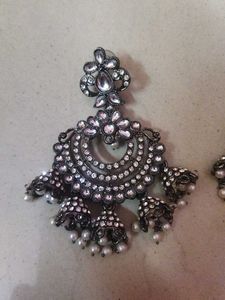 Elegant Silver Jhumka Earrings