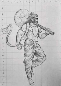 Hanuman Ji Outline Drawing