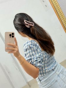 Blue Gingham Crop Top