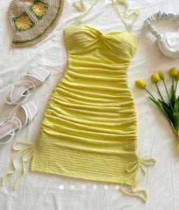 Yellow Bodycon Mini Dress