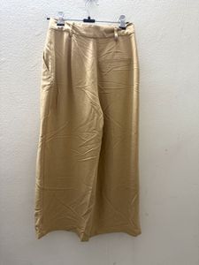 Beige Wide Leg Trousers