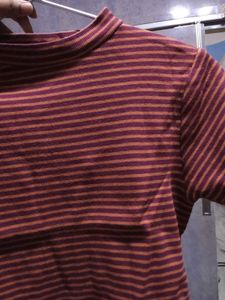 Vintage Style Ribbed Striped T-Shirt – Casual Wear