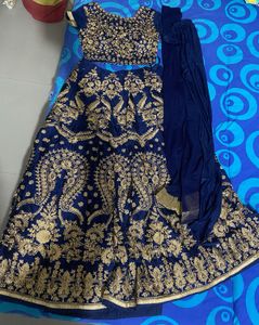 Elegant Golden Zari Lehenga For Sale