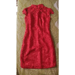 Red Lace Cheongsam Dress