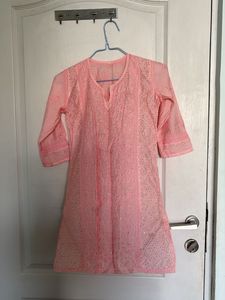 Peach Chikankari Kurta