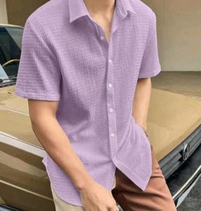 Burgundy Textured Short Sleeve Shirt