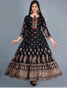 Elegant Black Floral Anarkali