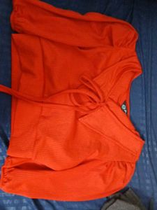 Orange Tie-Front Top