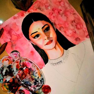 Ananya Pandey Watercolor Painting