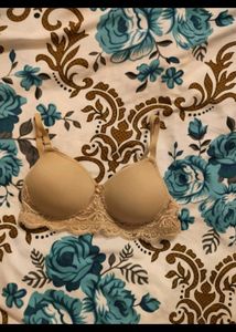 Nude Lace Trim Bra