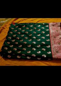 Pure silk banarsi saree with stitched blouse