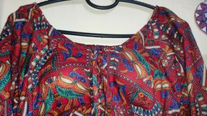 jaipuri print, red crop top