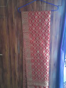 Red &amp; Gold Banarasi Silk Blend Dupatta