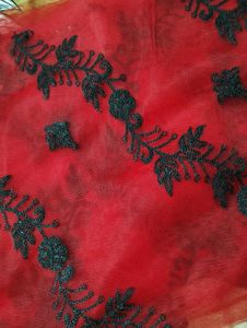 Embroidery Bollywood Net Red Saree