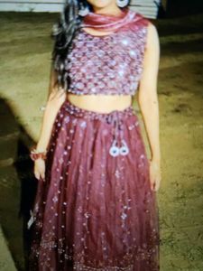 Maroon Sequin Lehenga Choli
