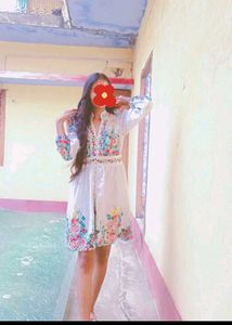 Floral Embroidered White Dress