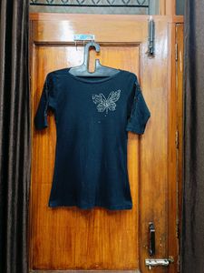 🇳🇿💫🔥 Beautiful Black Butterfly Tee Boat Neck