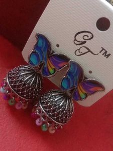 Multicolour Butterfly Jumka Earring