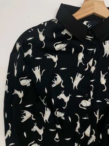 Cat Print Long Sleeve Shirt