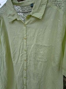 Vintage Lime Green Embroidered Blouse
