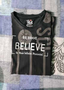 Flick Graphic Print Tee - &#34;Believe&#34; Design