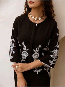 Black Embroidered Co- Ord Set