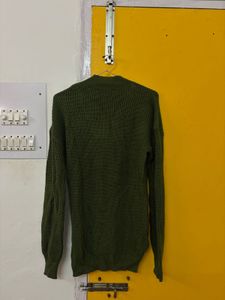 Green V-Neck Knit Sweater