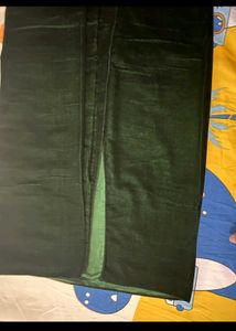 Dark Green Velvet Saree With Padded Blouse