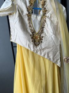 White N Yellow Lehenga Choli Wid Dupatta