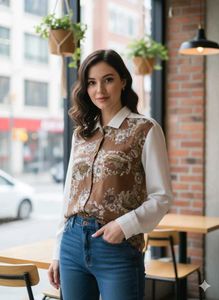 🌸 Vintage Floral Fusion Button-Down 🌸