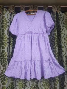 Crinkled V-Neck Dress