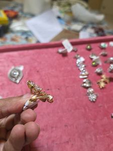 Gold White Crystal Adjustable Ring