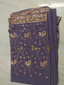 Lavender & Gold Embroidered Saree