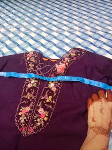 Purple Embroidered Kurta Set
