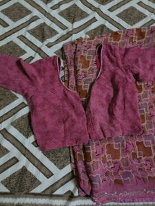 Printed Pink saree with blouse