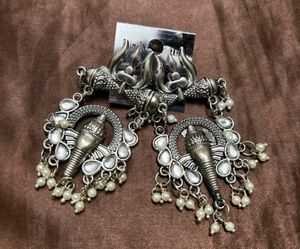 Silver Tone oxidised Earrings Set