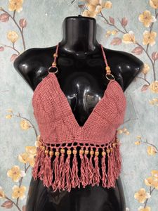 Crochet Fringe Halter Top