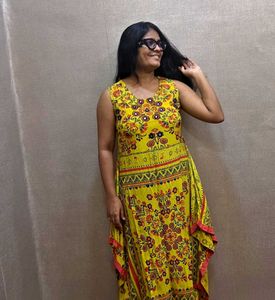 Unique Square Cut Floral Print Dress