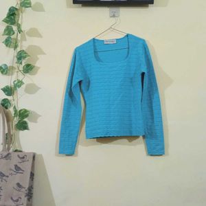 Teal Striped Long Sleeve Top