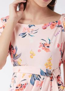 Misschase Blush Pink Floral Print Wrap Dress