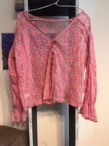 Pink Floral Lace Top