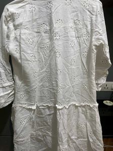 White Dress With Cut Work