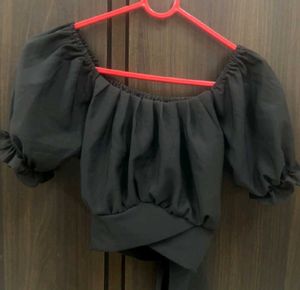 Black Tie Up Crop Top