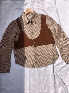 Builtin Vest Brown Shirt