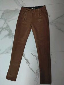 Suede Lace-Up Pants