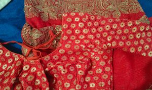 Price Dropped 📢 Red Embroidery Design Saree
