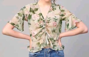 Green Floral Top