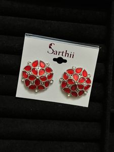 Sarthii Red Gemstone Earrings