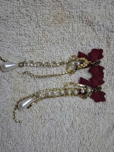 Bow &amp; Pearl Dangle Earrings