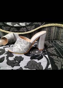 Grey Block Heels